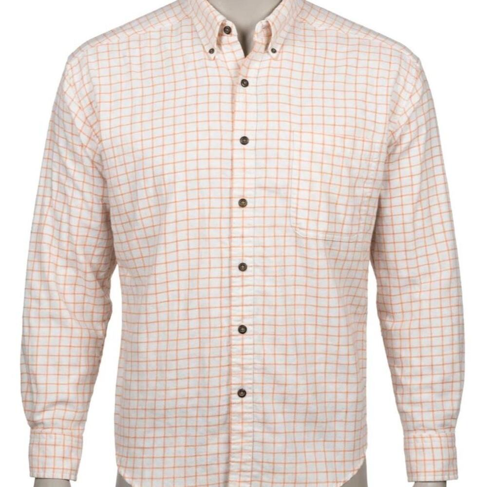 Vtg Structure Flannel Shirt Mens L Orange White Check Button Down 90s Cotton